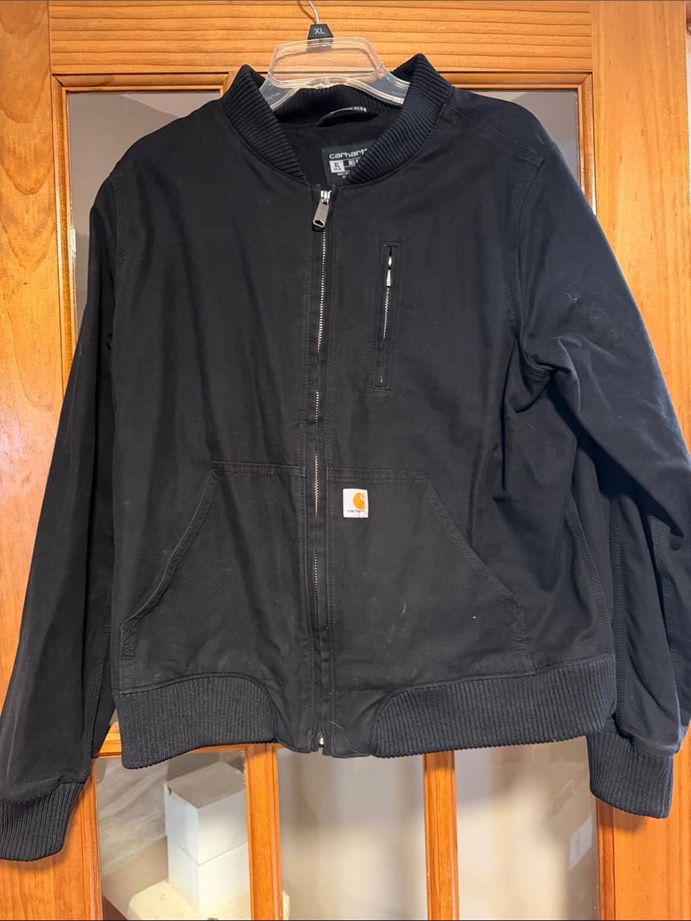 Woman Carhartt Black Zip-Front Bomber Jacket